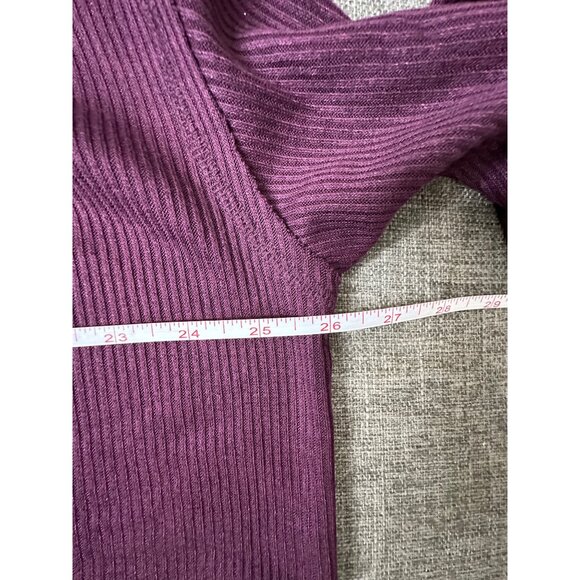 Knox Rose Womens Ribbed Long Sleeve Pullover Shirt Top Medium Dark Purple - Picture 6 of 7